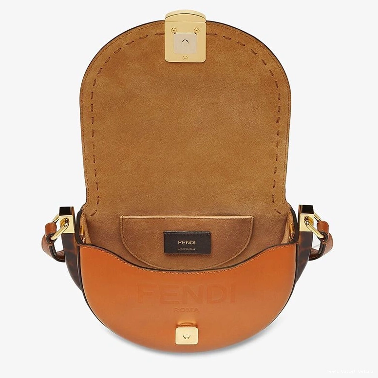 Affordable Leather Fendi Moonlight In Brown Calf ROMA Logo Bag 0714